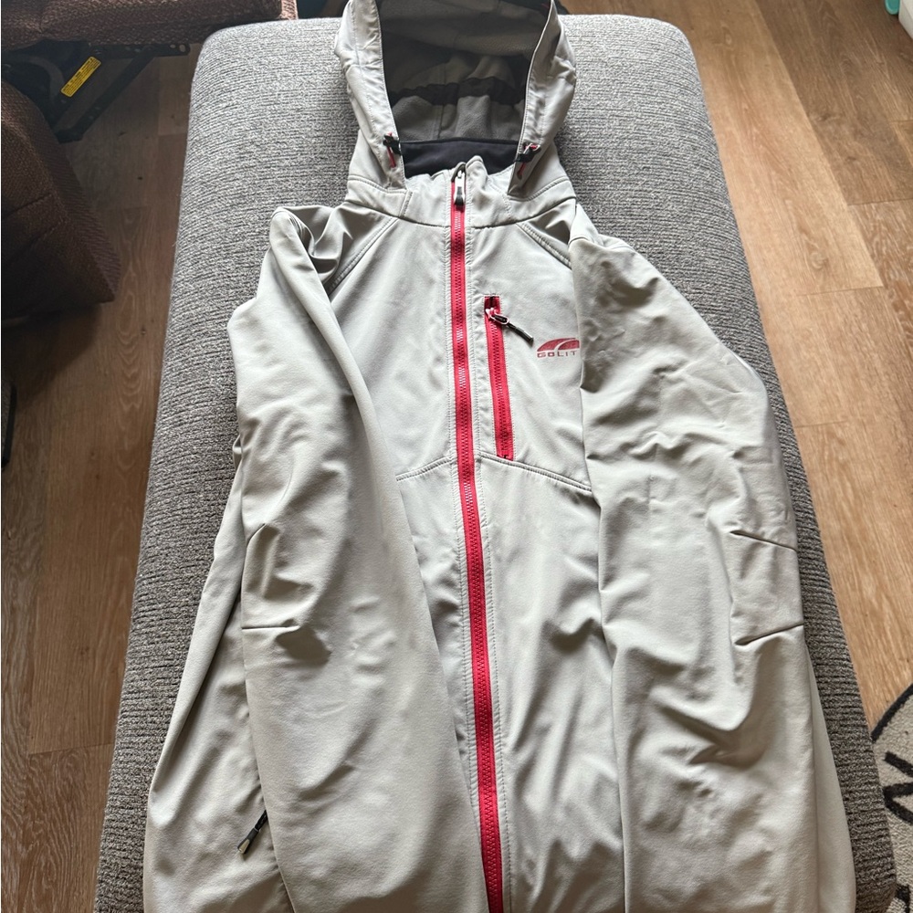 Goalie Gray Hooded Jacket with Red Accents